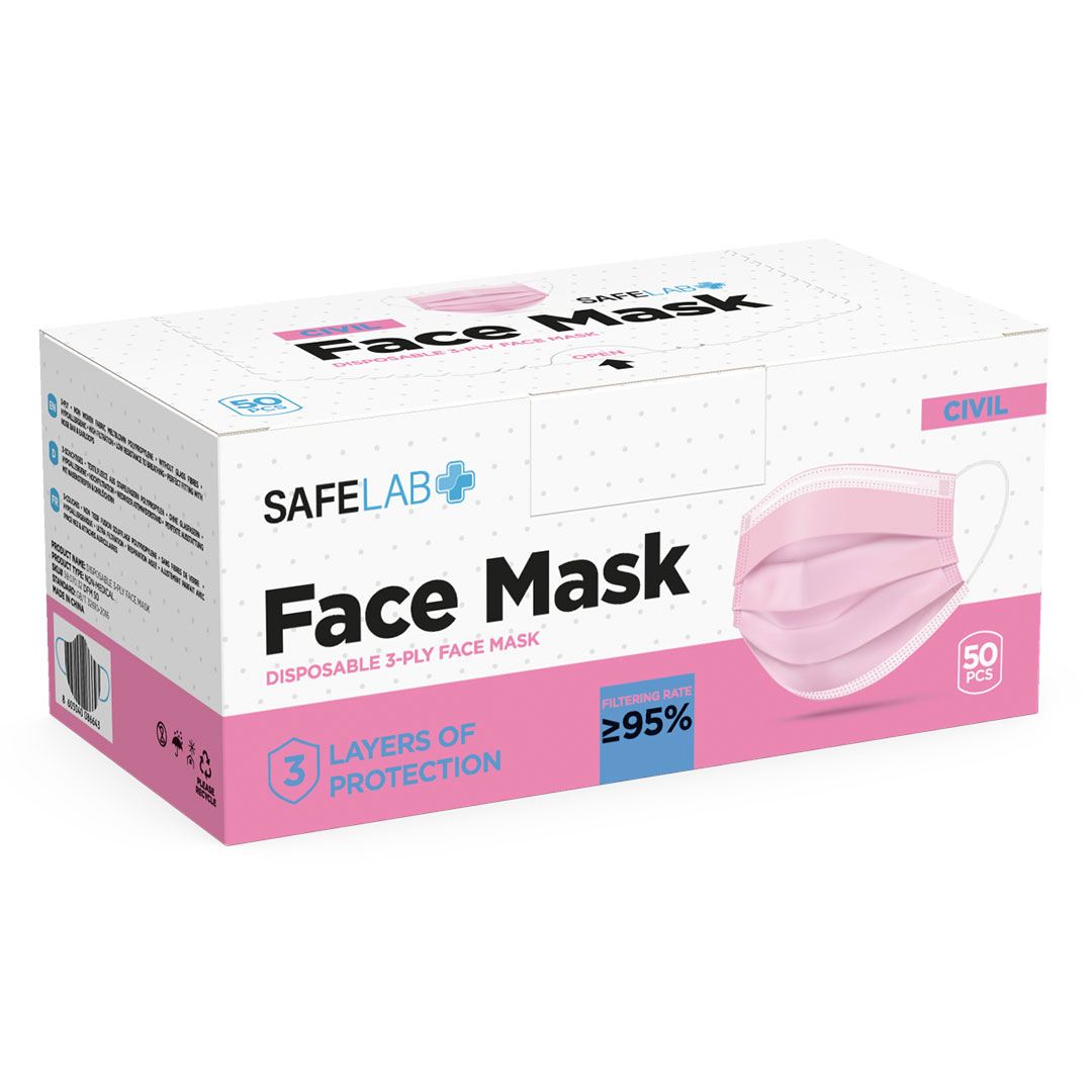 maska3 Maske Za Lice Roze 50kom - Slika 1